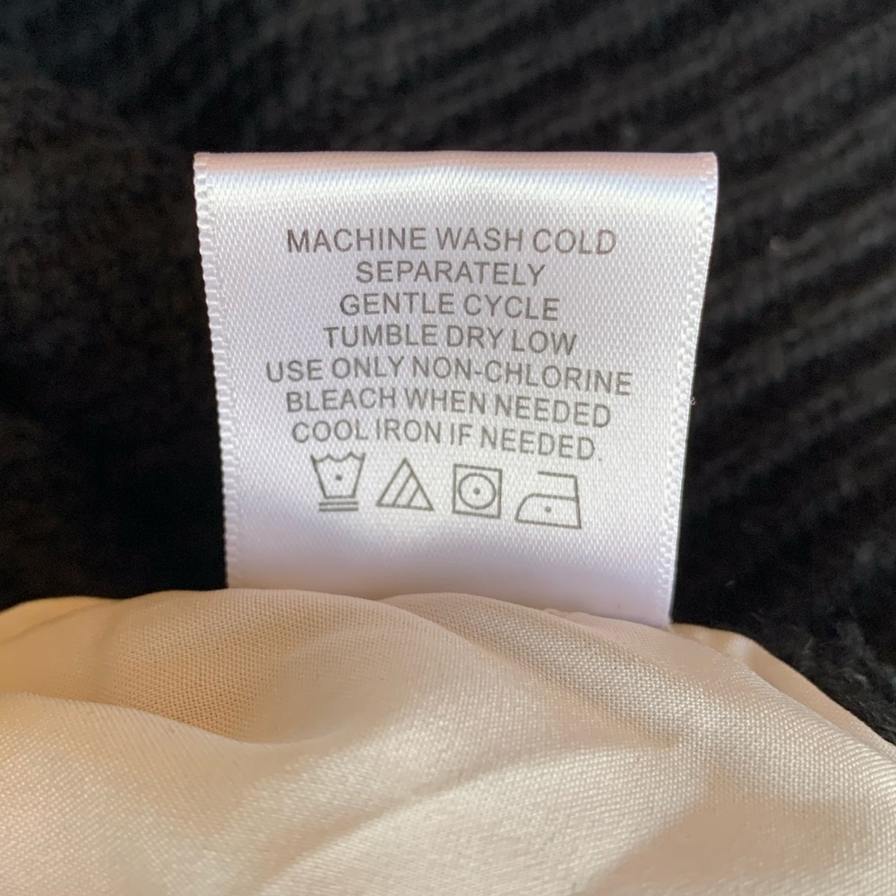 Black Cable Knit White Lined Split Back Sweater - image 3